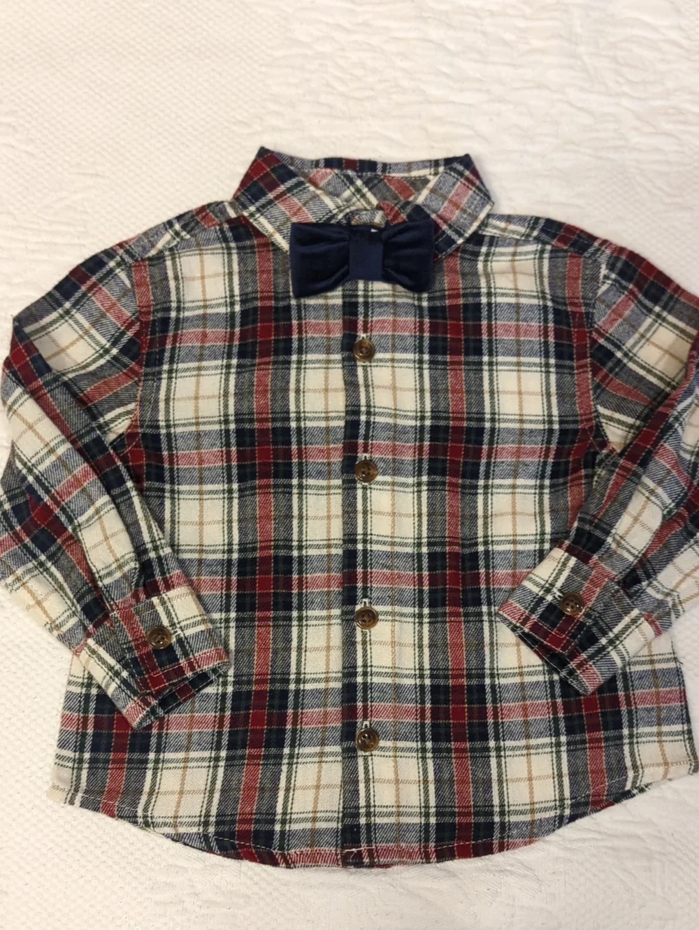 Tommy Bahama Velvet Blazer & Plaid Button Down Bow Tie Shirt Set​ 12 Months